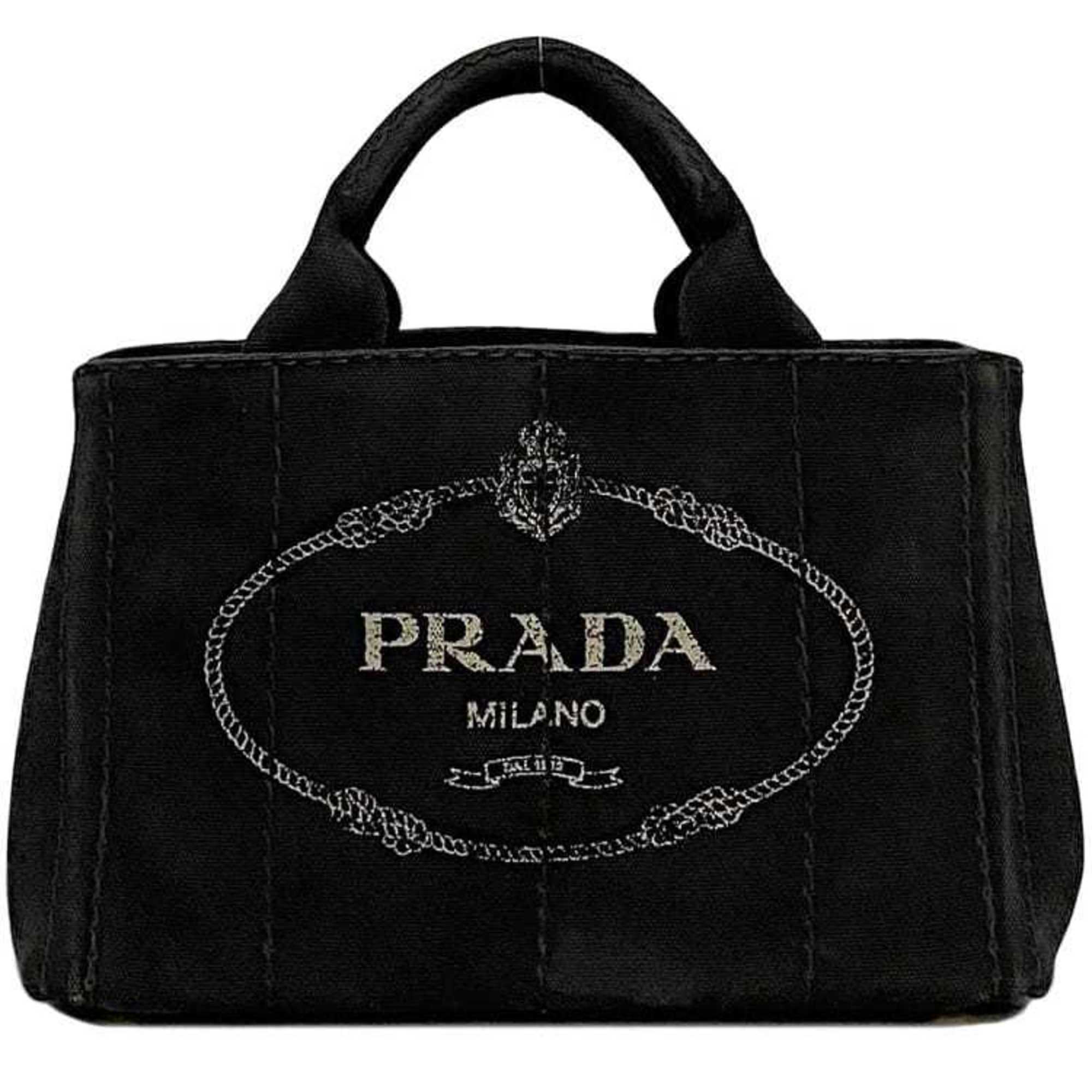 Prada tote bag f-21384 black canapa 1BG439 handbag canvas 58 PRADA print ladies