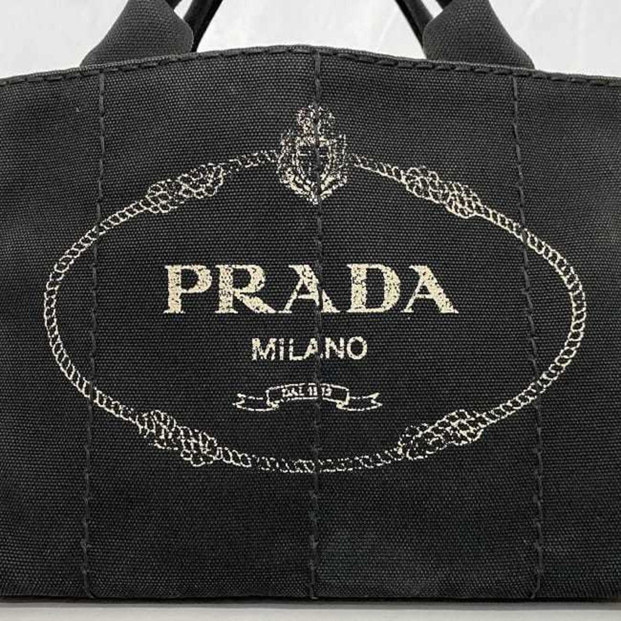 Prada tote bag f-21384 black canapa 1BG439 handbag canvas 58 PRADA print ladies