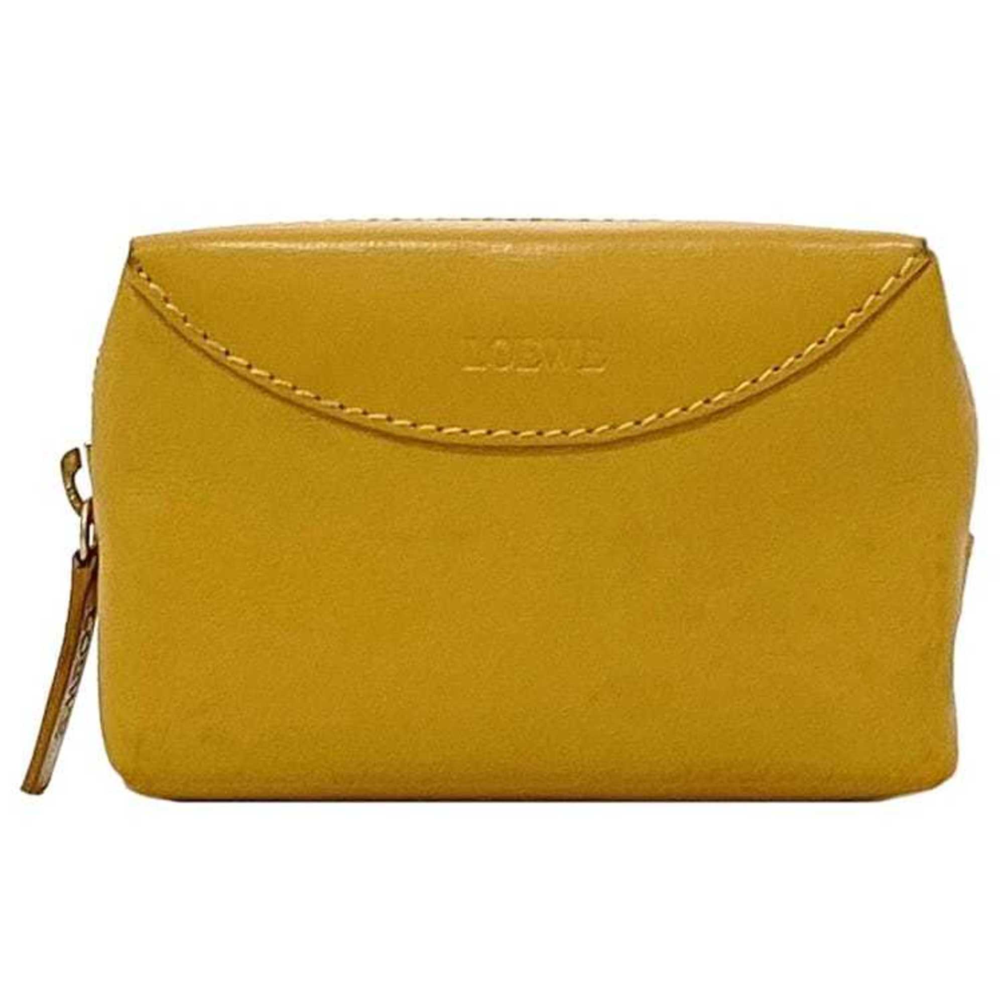 LOEWE coin case ec-21347 yellow leather L23 purse ladies compact coins