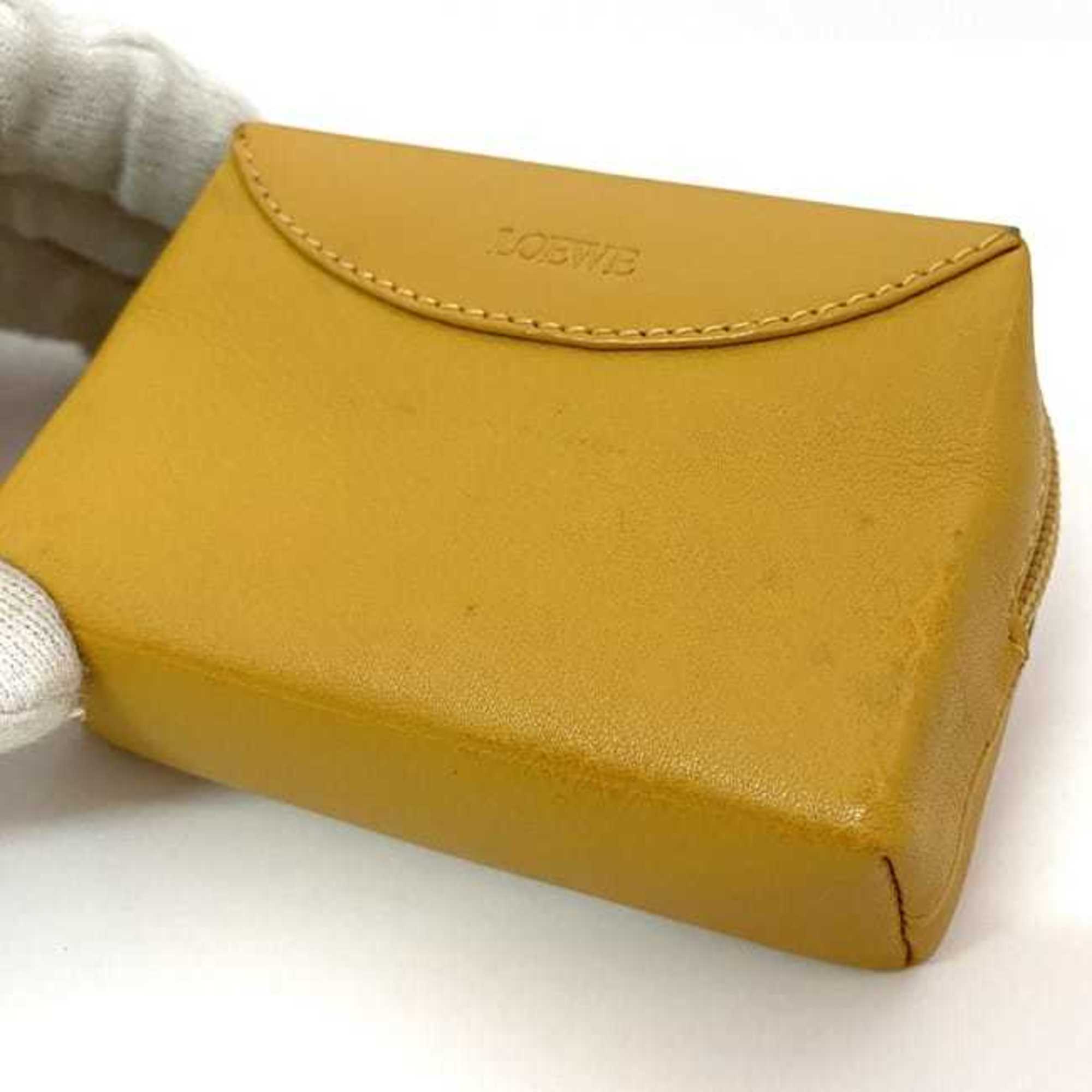 LOEWE coin case ec-21347 yellow leather L23 purse ladies compact coins