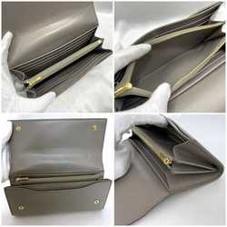 Celine Bi-fold Long Wallet Large Flap ec-21398 Gray Greige 10B563BEL.10BL Leather CELINE Grain Women's