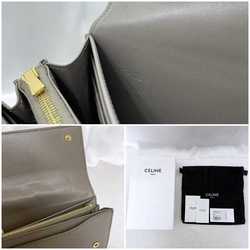 Celine Bi-fold Long Wallet Large Flap ec-21398 Gray Greige 10B563BEL.10BL Leather CELINE Grain Women's