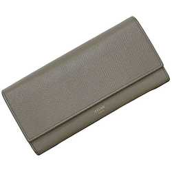 Celine Bi-fold Long Wallet Large Flap ec-21398 Gray Greige 10B563BEL.10BL Leather CELINE Grain Women's