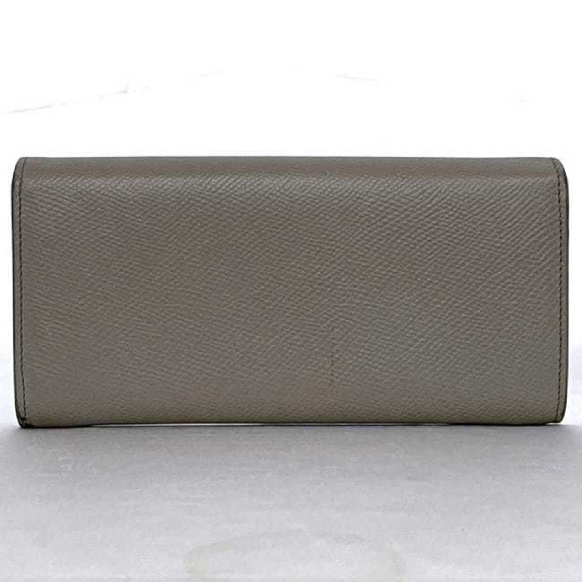 Celine Bi-fold Long Wallet Large Flap ec-21398 Gray Greige 10B563BEL.10BL Leather CELINE Grain Women's