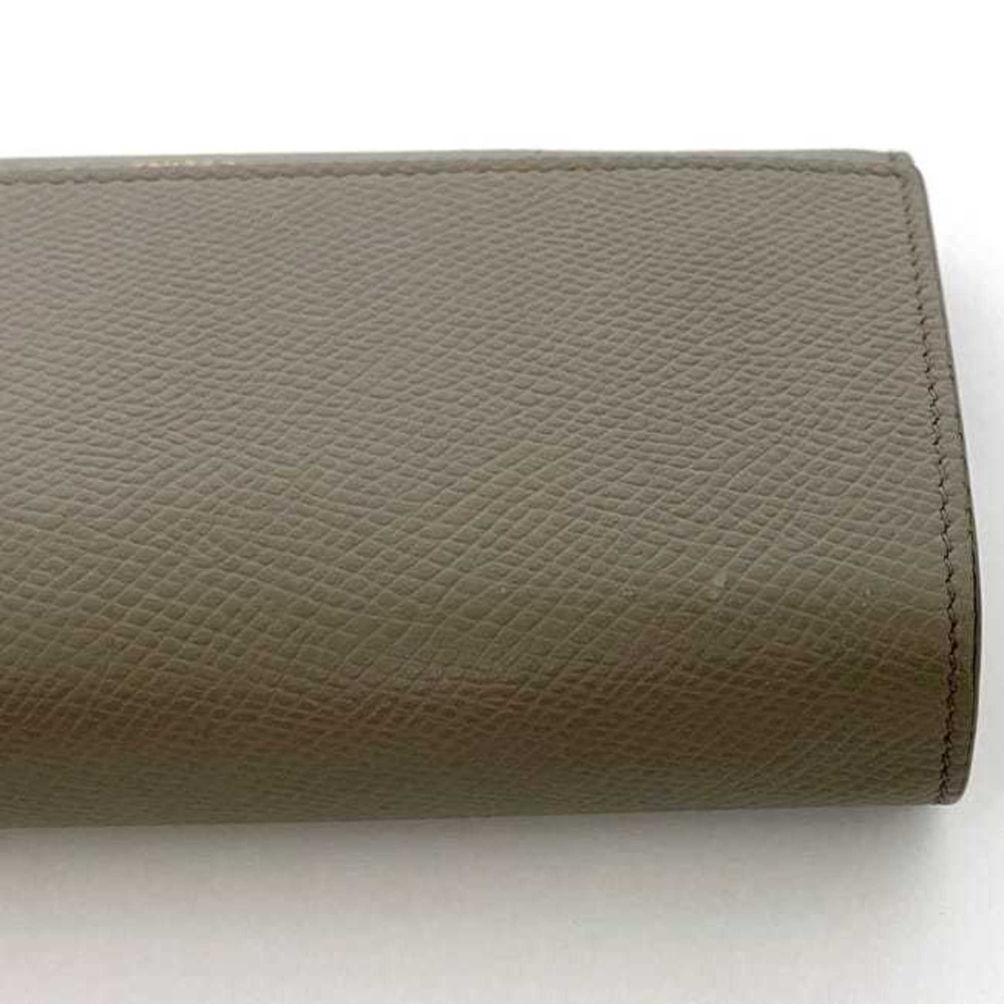 Celine Bi-fold Long Wallet Large Flap ec-21398 Gray Greige 10B563BEL.10BL Leather CELINE Grain Women's