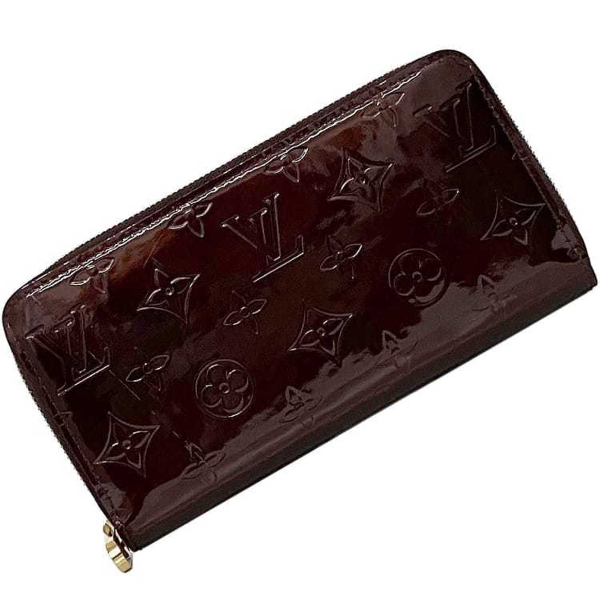 Louis Vuitton Round Long Wallet Zippy f-21341 Bordeaux Amaranth Monogram Vernis M93522 Patent Leather C078 LOUIS VUITTON Brown Enamel