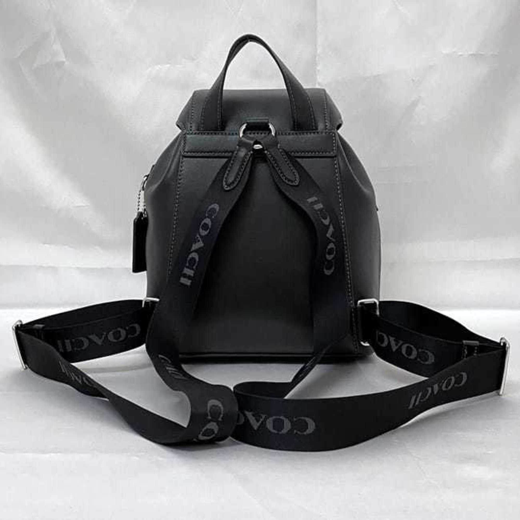 Coach backpack f-21441 black CR100 leather COACH flap ladies