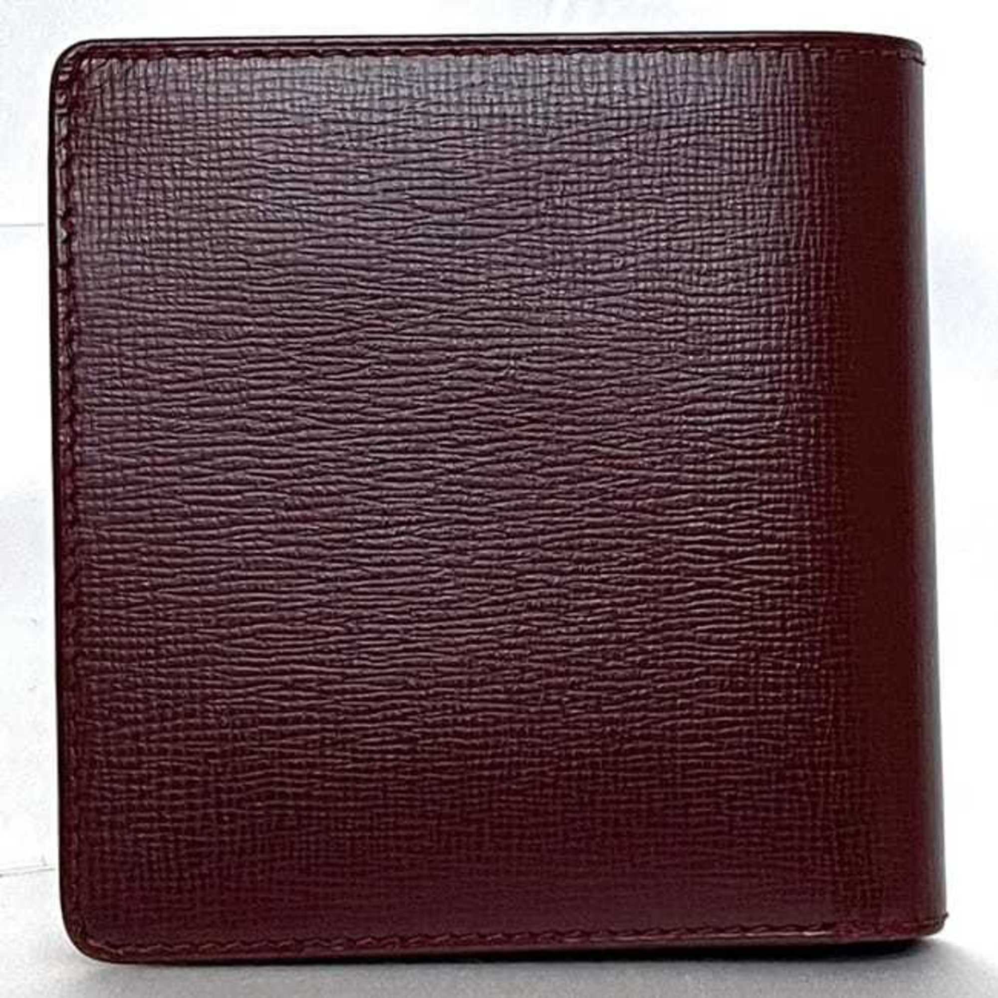 Cartier Bi-fold Wallet ec-21395 Bordeaux Must L3000165 Leather Grain Compact Men's Women's