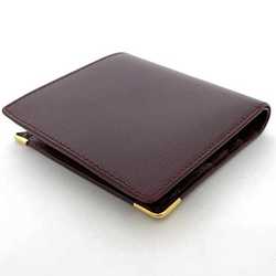 Cartier Bi-fold Wallet ec-21395 Bordeaux Must L3000165 Leather Grain Compact Men's Women's