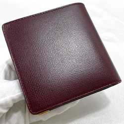 Cartier Bi-fold Wallet ec-21395 Bordeaux Must L3000165 Leather Grain Compact Men's Women's