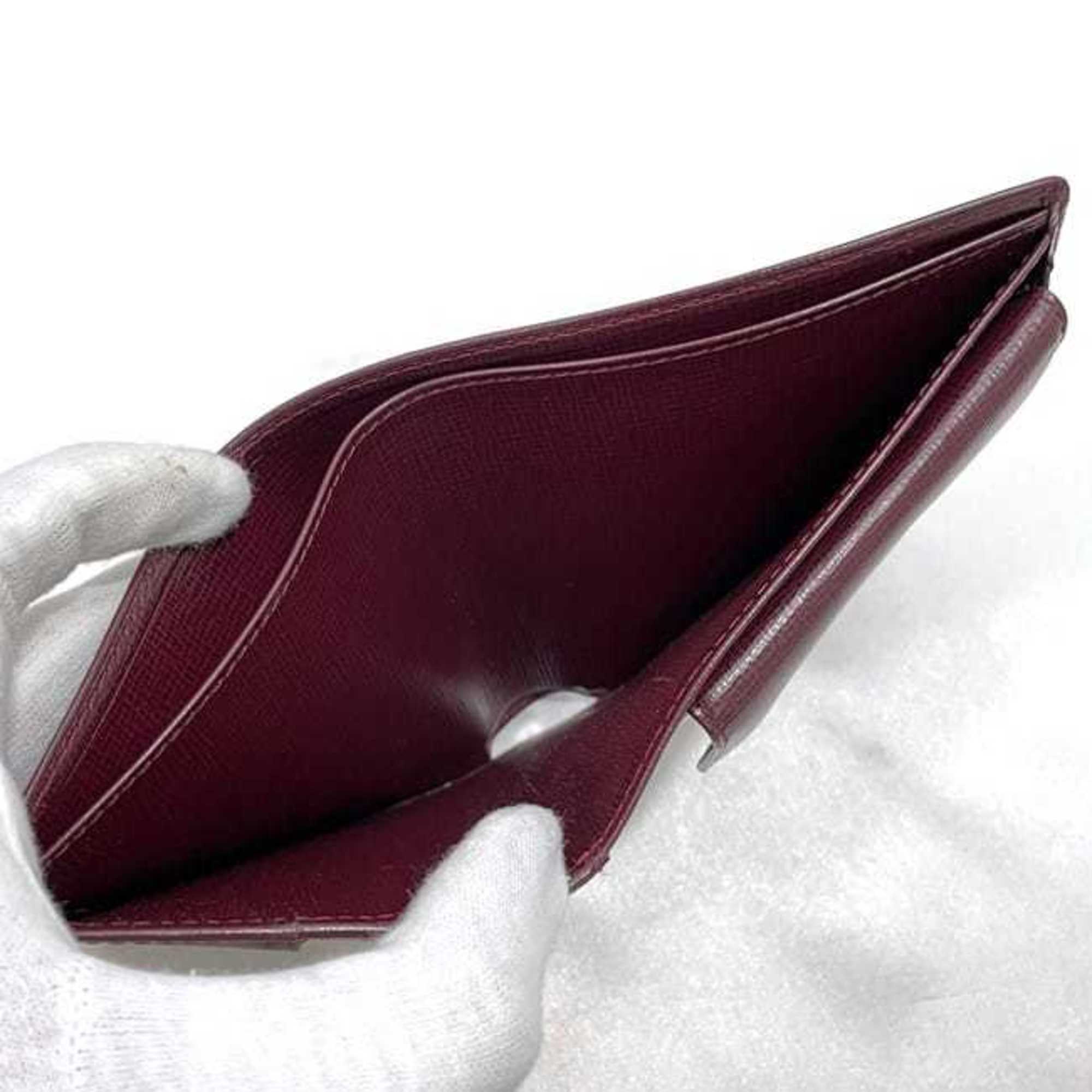 Cartier Bi-fold Wallet ec-21395 Bordeaux Must L3000165 Leather Grain Compact Men's Women's