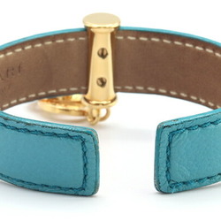 BVLGARI Bangle Doppiotondo Blue Leather Cuff Bracelet for Women