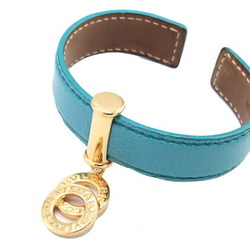 BVLGARI Bangle Doppiotondo Blue Leather Cuff Bracelet for Women