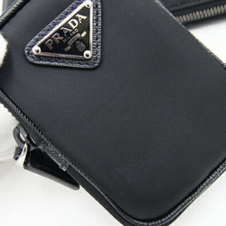 Prada Shoulder Bag 2VH113 Black Nylon Leather Accessory Pouch Triangle Men's Women's PRADA