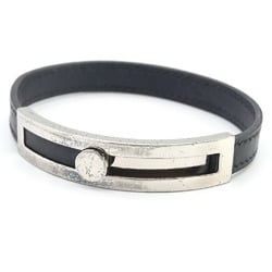 Hermes Bracelet Puspus Black Leather Metal D Stamp 2000 Manufactured Bangle Women Men HERMES