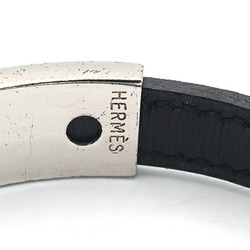 Hermes Bracelet Puspus Black Leather Metal D Stamp 2000 Manufactured Bangle Women Men HERMES