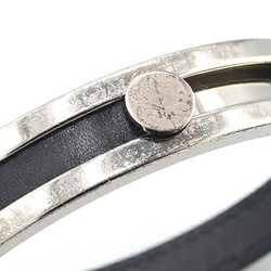 Hermes Bracelet Puspus Black Leather Metal D Stamp 2000 Manufactured Bangle Women Men HERMES