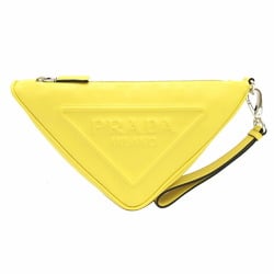 Prada Clutch Bag Triangle 2NE054 Yellow Leather Pouch Men's Women's PRADA