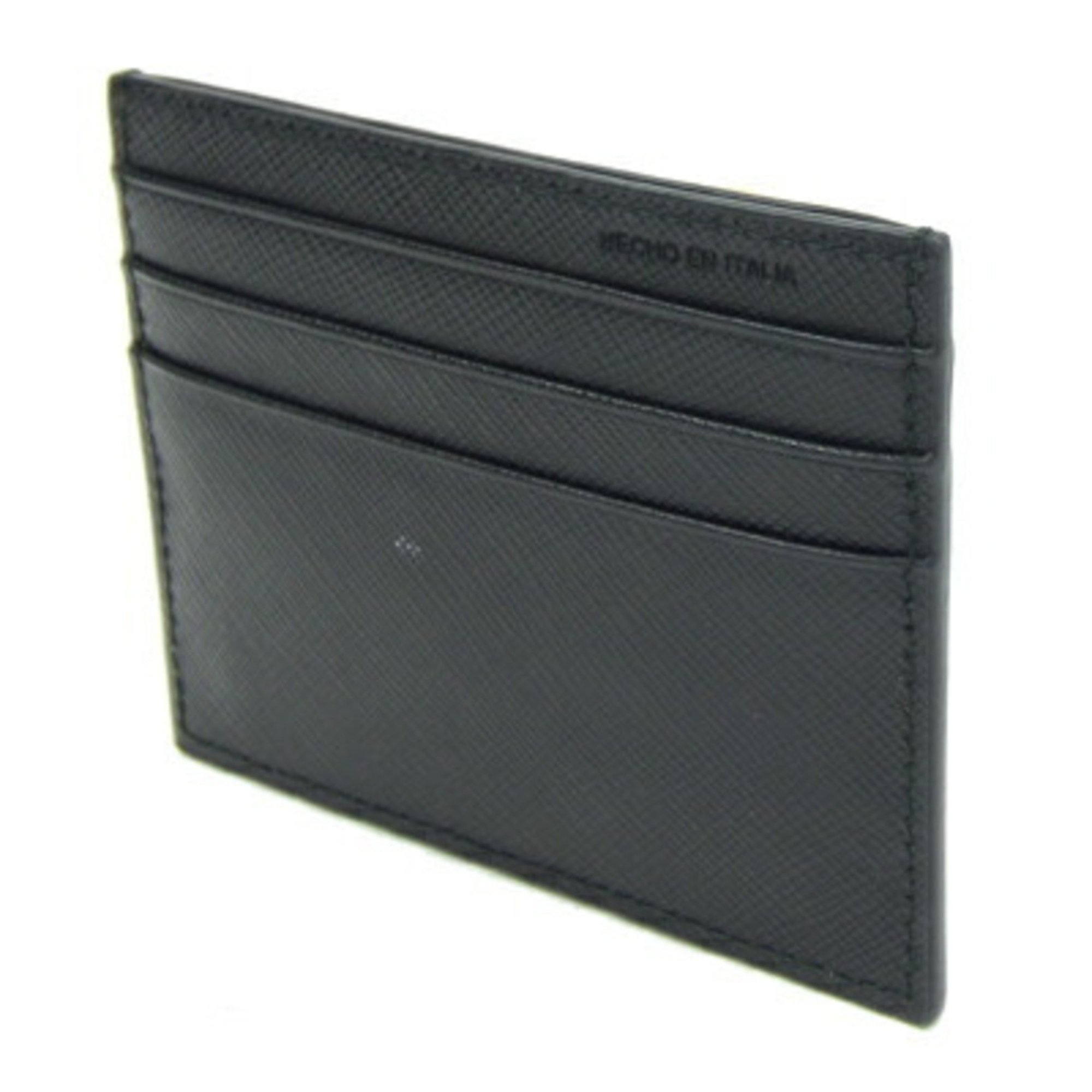 Prada Card Case 1MC025 Black Leather Pass Triangle Men's Women's PRADA