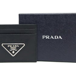 Prada Card Case 1MC025 Black Leather Pass Triangle Men's Women's PRADA