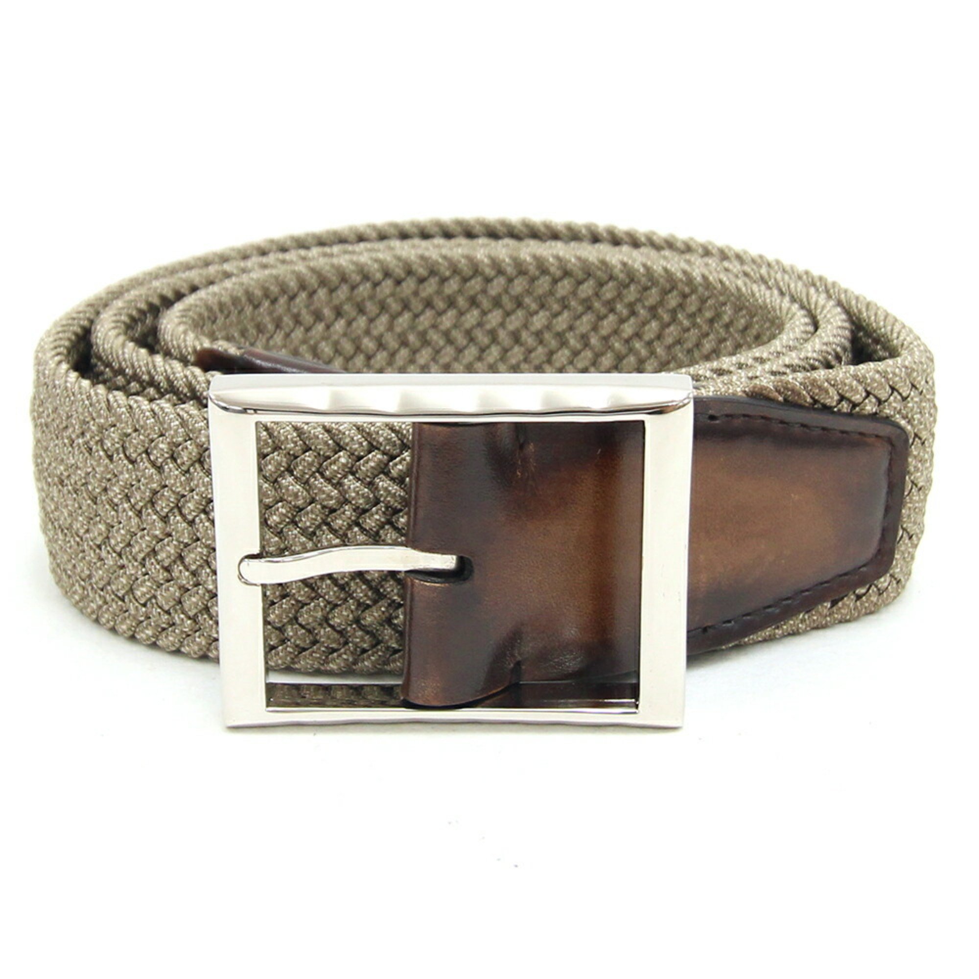 Berluti Belt Classic Fabric & Leather 35MM C0083-T8 Sand Venezia Size 85 Fashion Men's