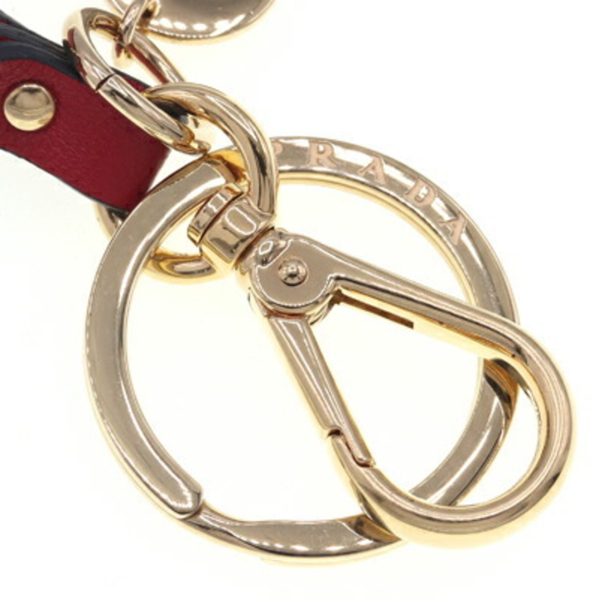 Prada Bag Charm 1TL371 Red Leather Key Holder Ring Lip Women's PRADA