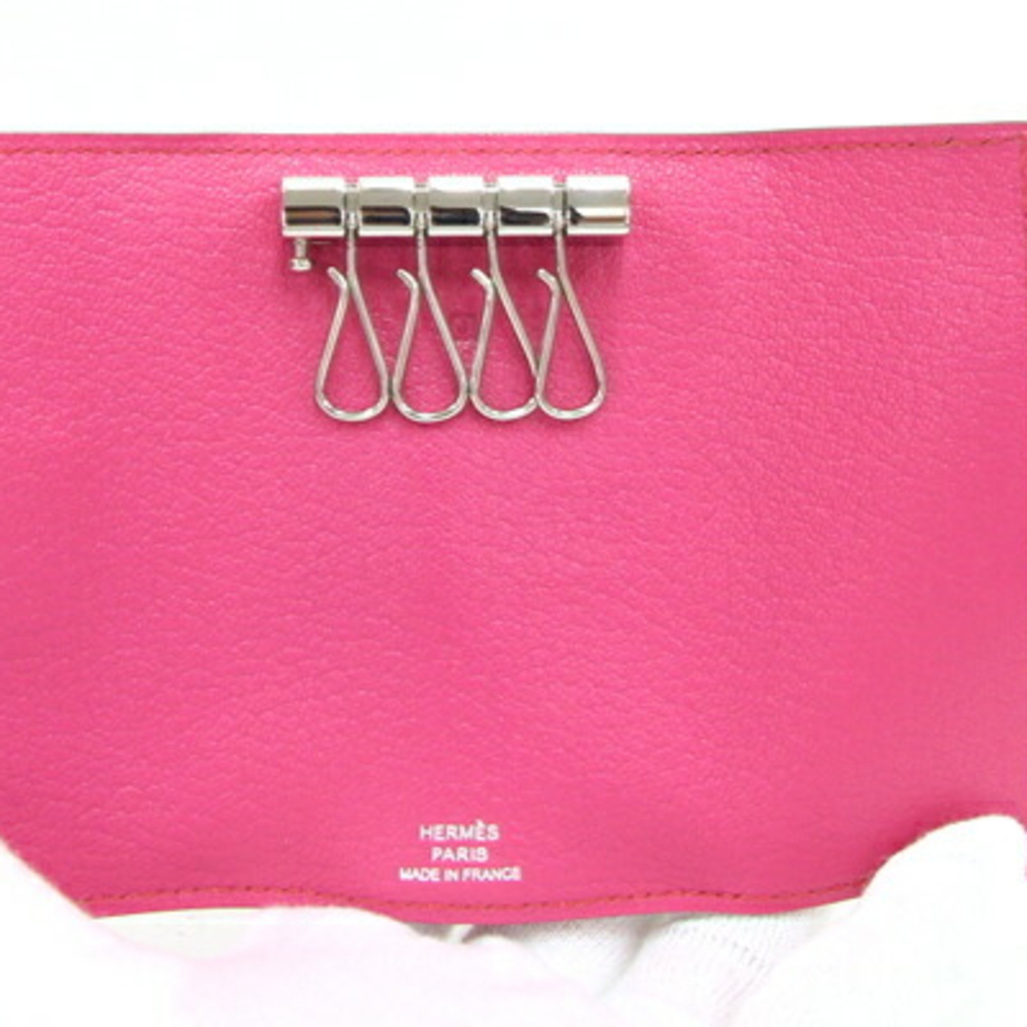 Hermes 4-ring key case Bearn Pink Chevre J stamp 2006 production H metal fittings Ladies belt HERMES