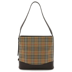 Burberry Nova Check Pattern Shoulder Bag Canvas Leather Brown