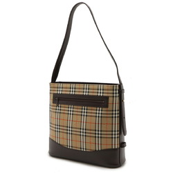 Burberry Nova Check Pattern Shoulder Bag Canvas Leather Brown