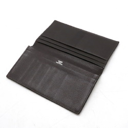 HERMES MC3 Fleming Long Wallet Bi-fold Evergrain Leather Dark Brown Orange □M Engraved