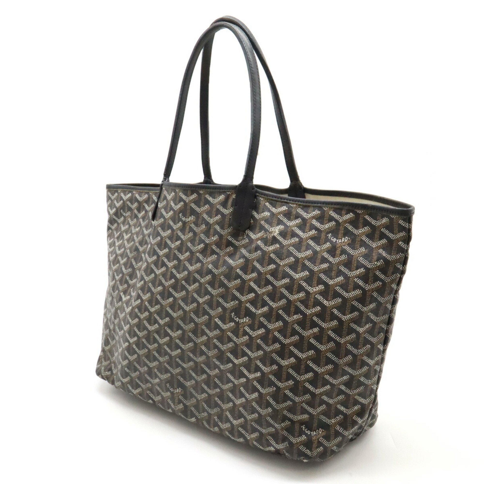 GOYARD Saint Louis PM Tote Bag Shoulder Coated Canvas Leather Black Brown White