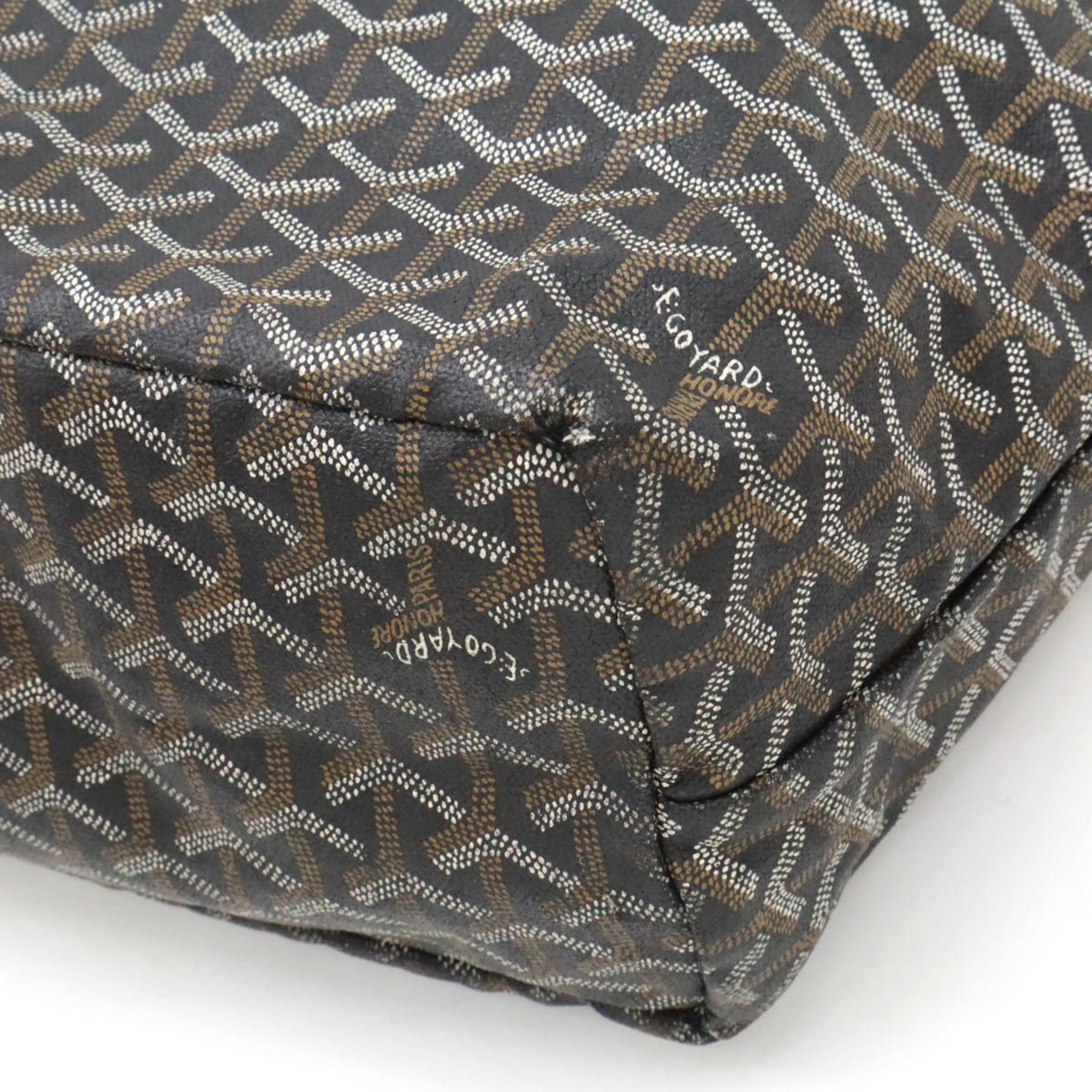 GOYARD Saint Louis PM Tote Bag Shoulder Coated Canvas Leather Black Brown White