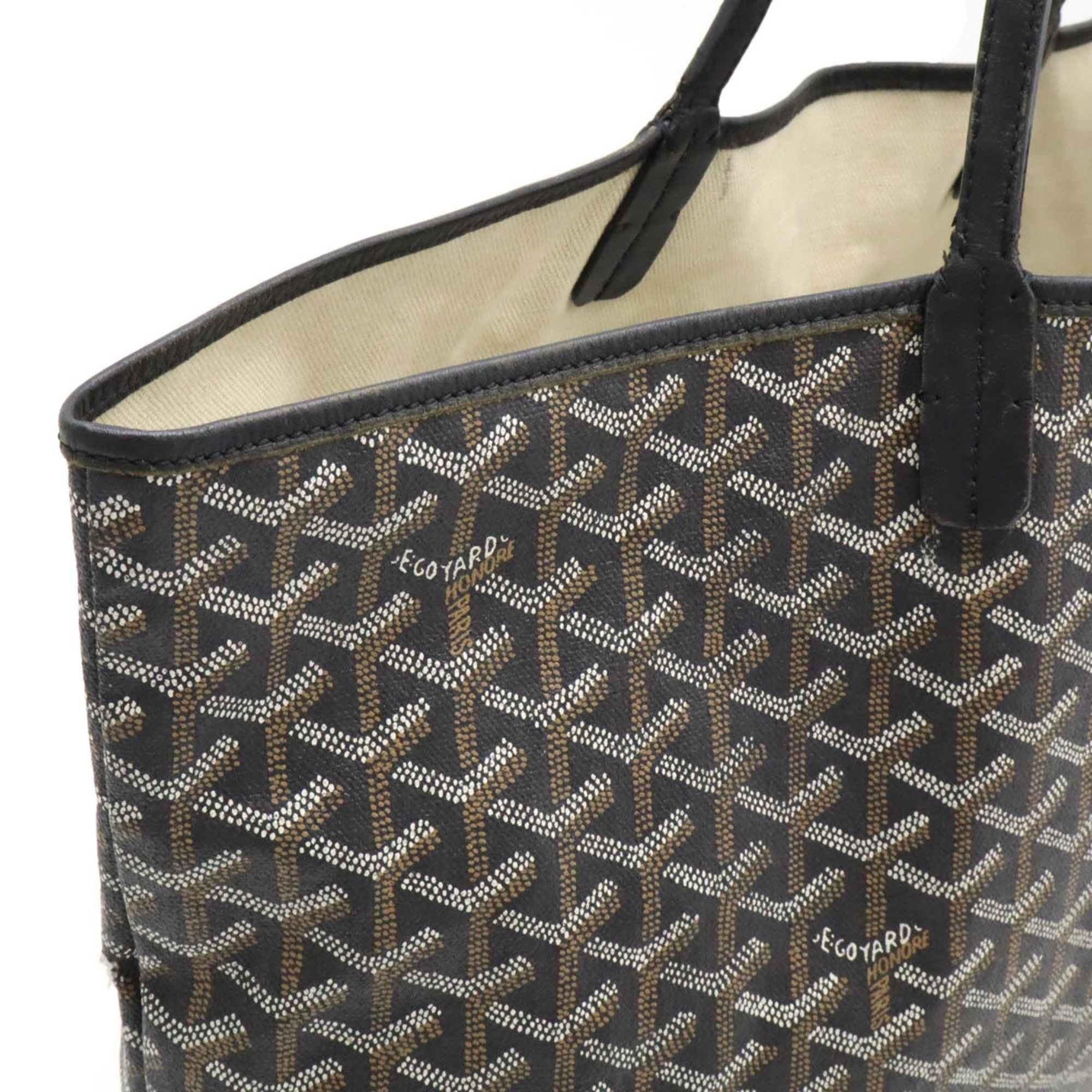 GOYARD Saint Louis PM Tote Bag Shoulder Coated Canvas Leather Black Brown White