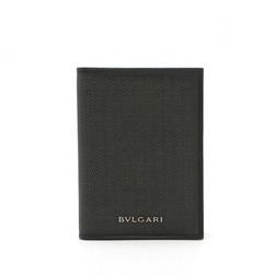 BVLGARI Bvlgari Weekend Passport Case, Cover, Card PVC, Leather, Dark Gray, Black, 33302