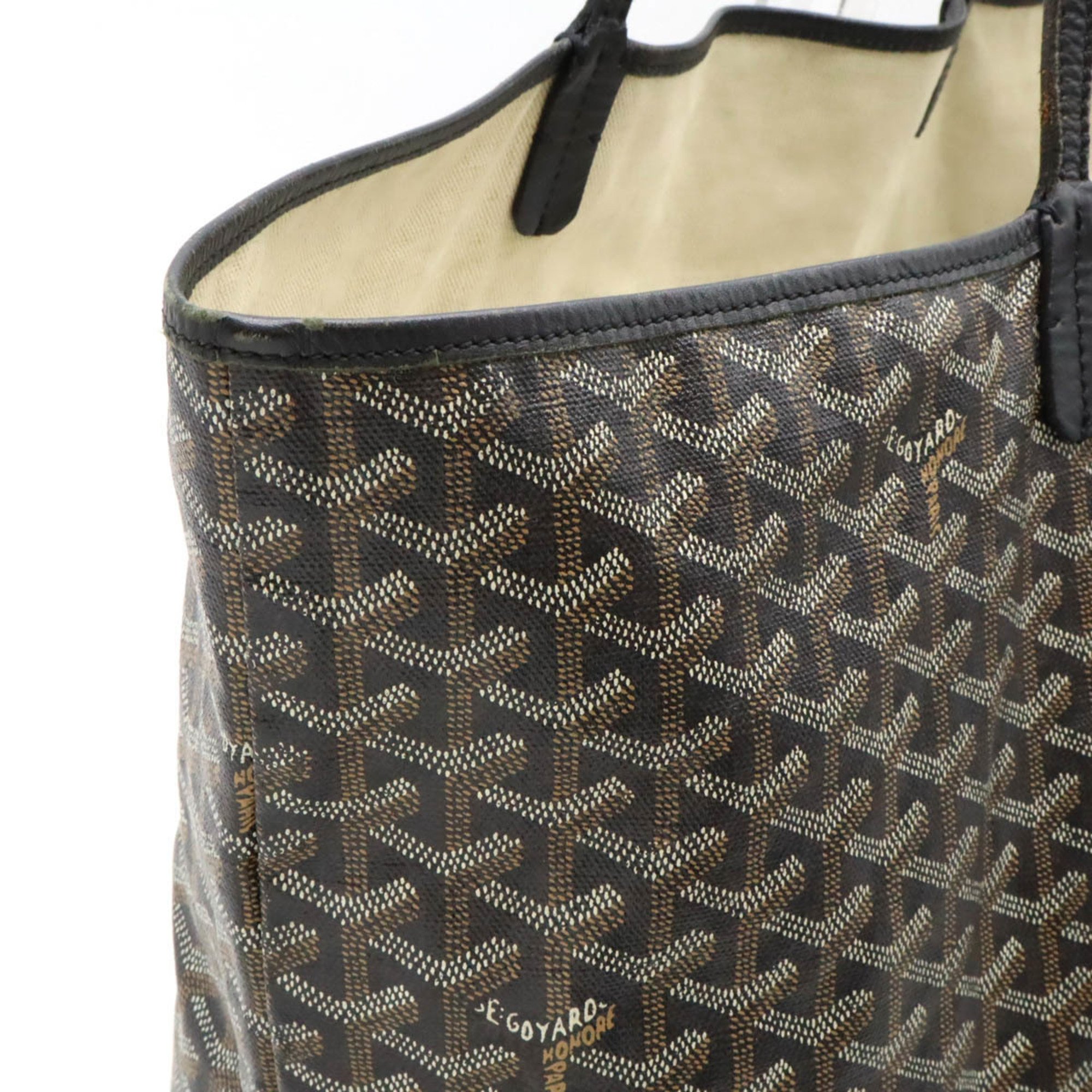 GOYARD Saint Louis GM Tote Bag Large Shoulder PVC Leather Black Brown White