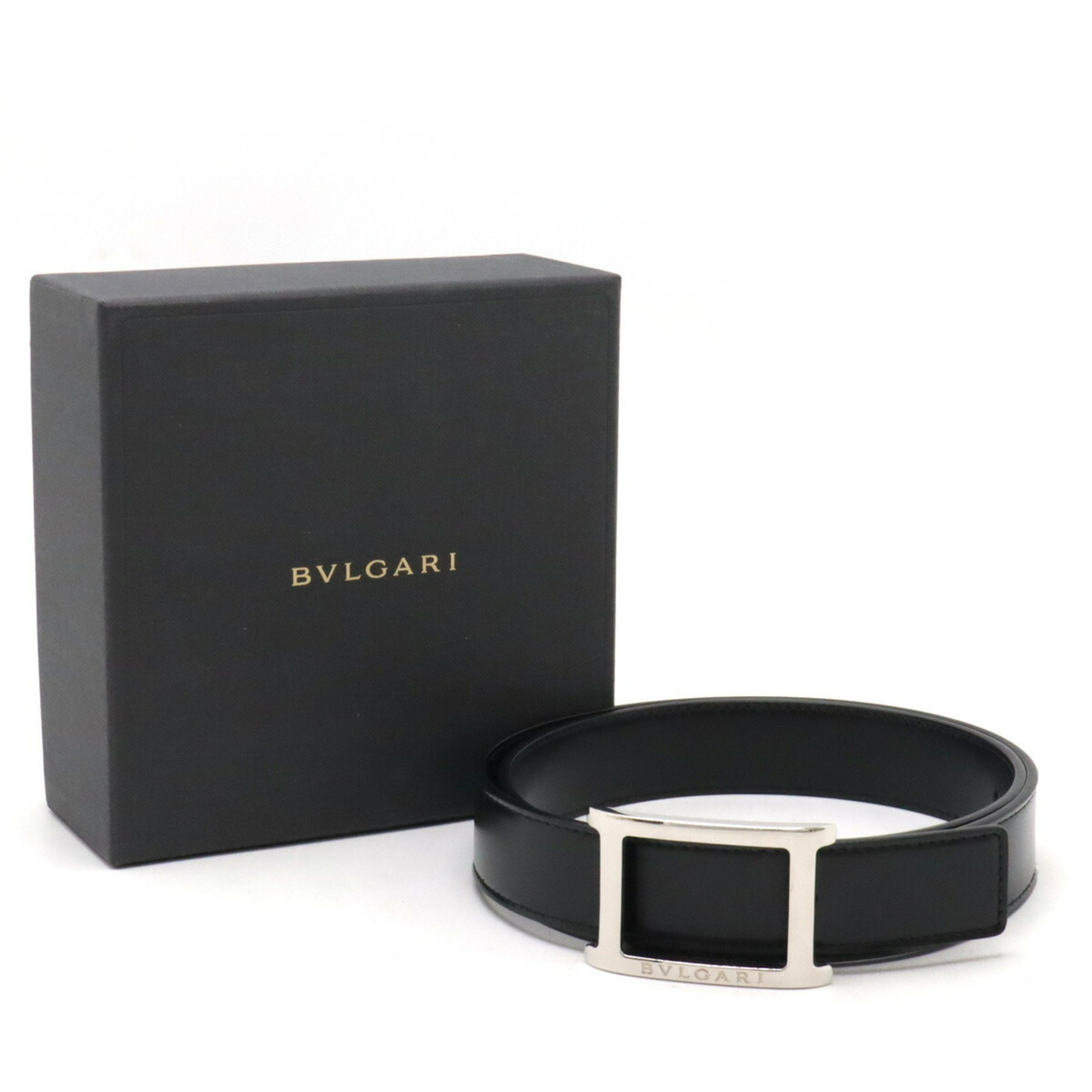 BVLGARI Rettangolo Belt for Men Leather Black #85 23382