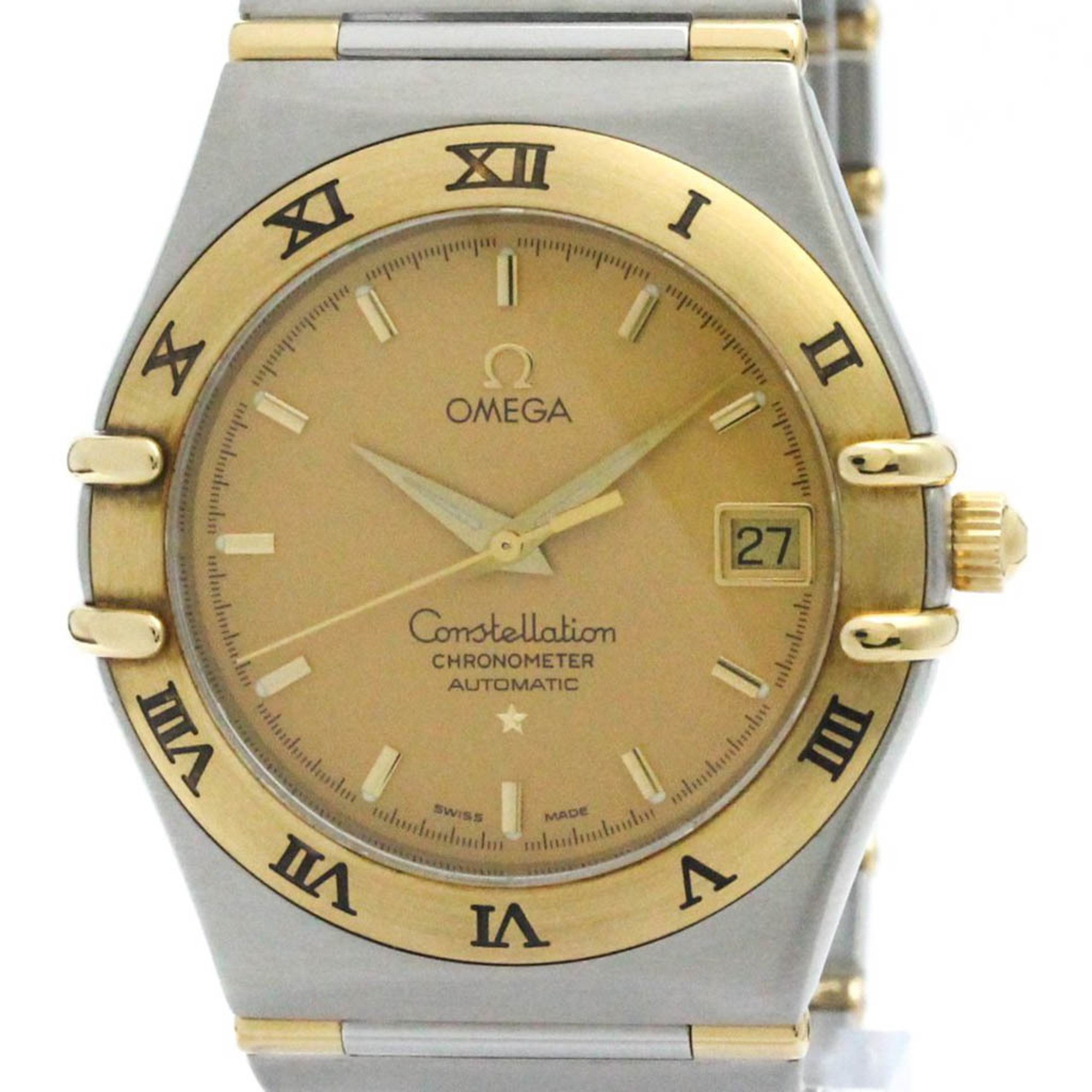 Polished OMEGA Constellation 18K Gold Steel Automatic Watch 1302.10 BF574245