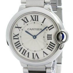 Polished CARTIER Ballon Bleu MM Steel Quartz Mid Size Watch W69011Z4 BF576168