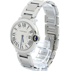 Polished CARTIER Ballon Bleu MM Steel Quartz Mid Size Watch W69011Z4 BF576168