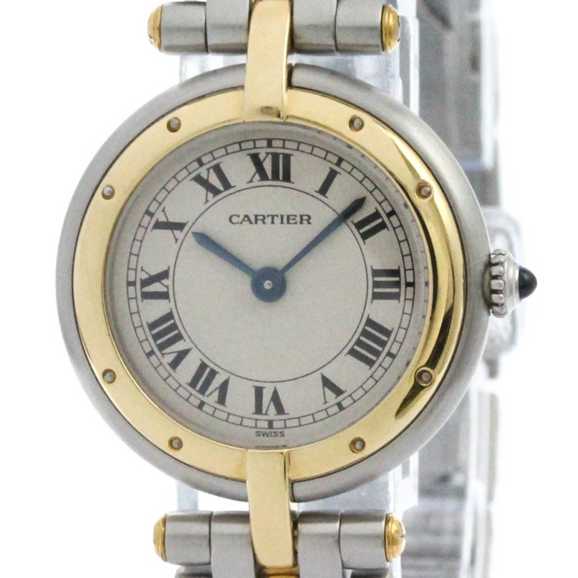 Polished CARTIER Panthere Round 18K Gold Steel Quartz Ladies Watch BF574170