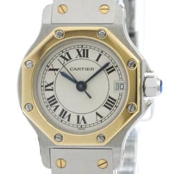 Polished CARTIER Santos Octagon 18K Gold Steel Quartz Watch 187903 BF574205