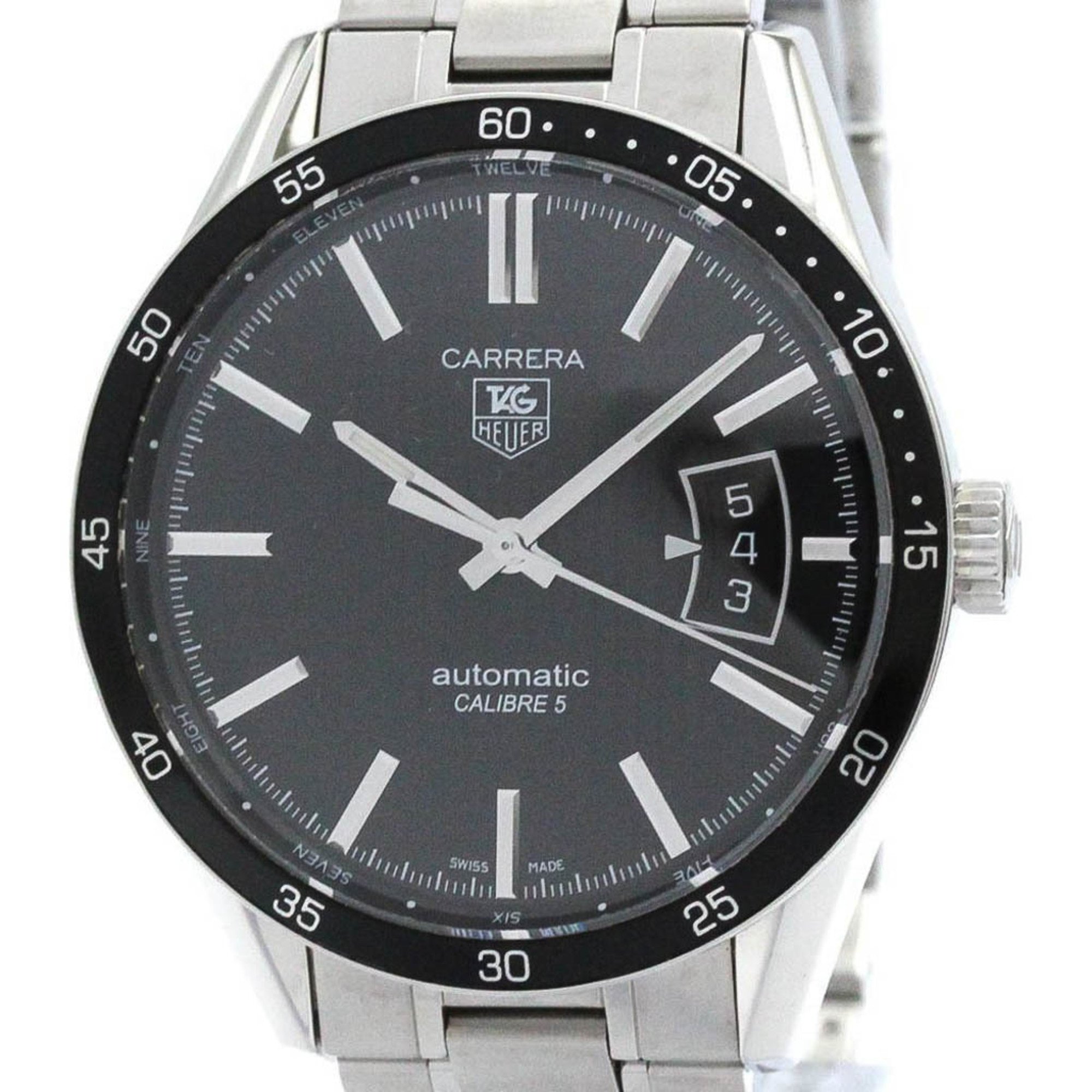 Polished TAG HEUER Carrera Calibre 5 Steel Automatic Mens Watch WV211M BF577063