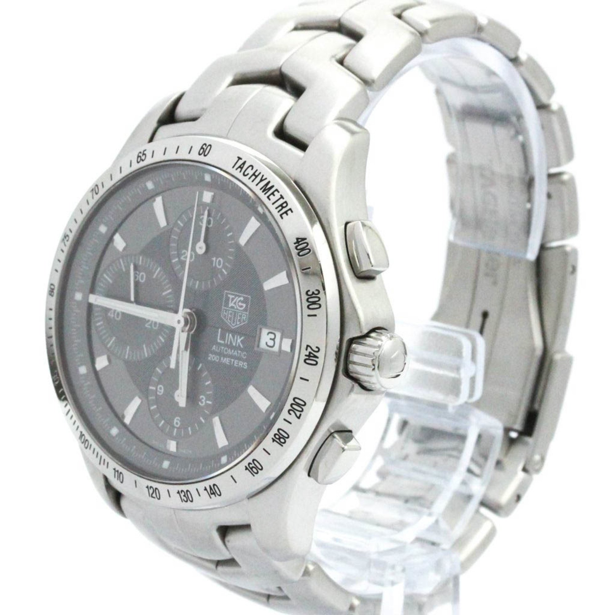 Polished TAG HEUER Link Chronograph Steel Automatic Mens Watch CJF2115 BF577066