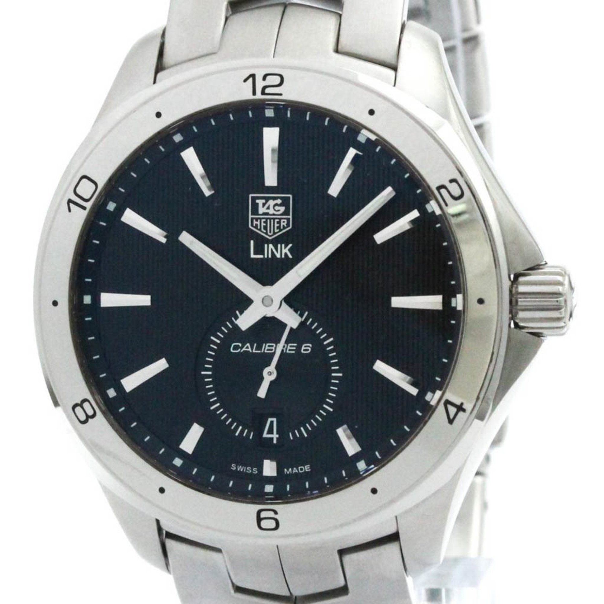 Polished TAG HEUER Link Calibre 6 Steel Automatic Mens Watch WAT2110 BF573609