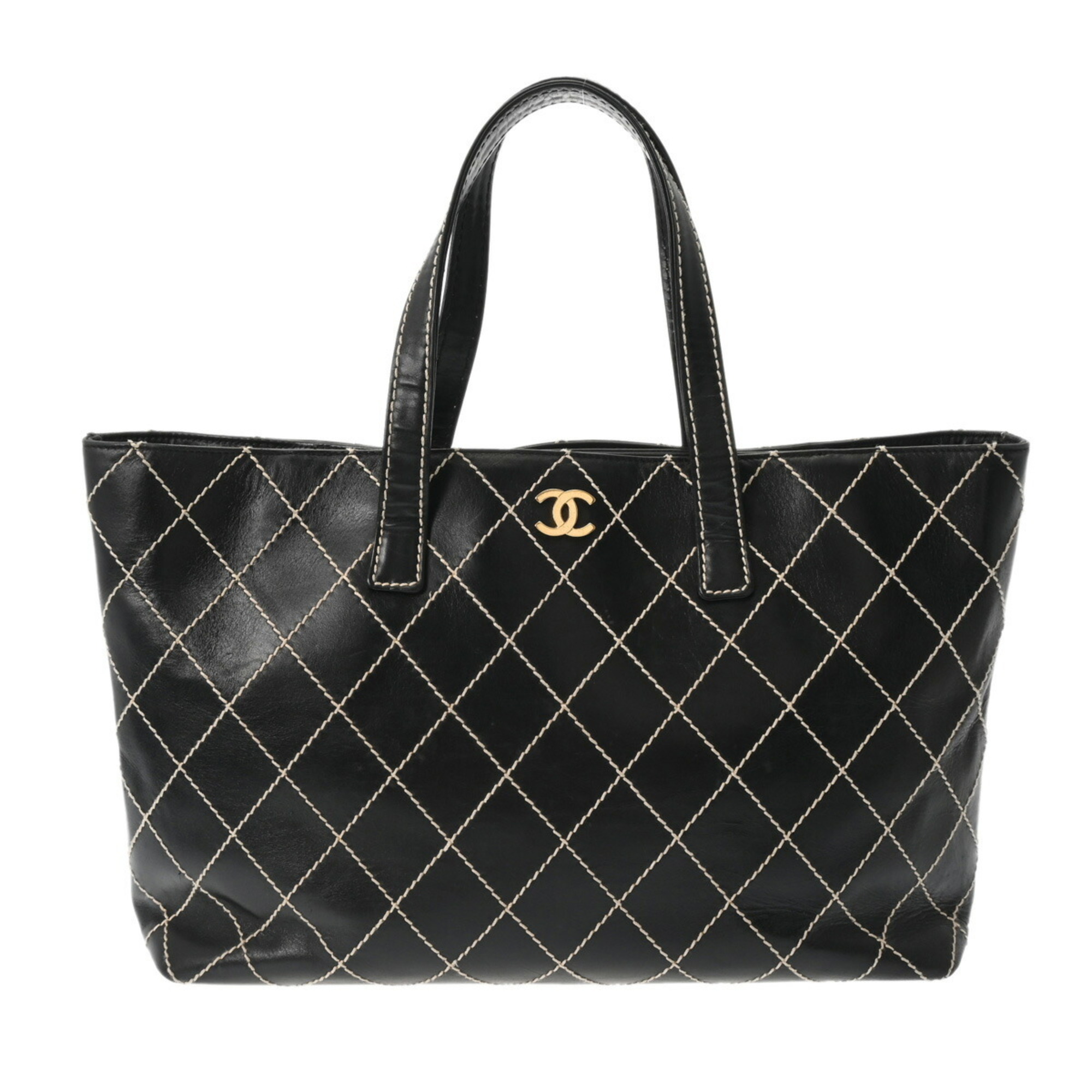 CHANEL Wild Stitch Black Women's Leather Tote Bag