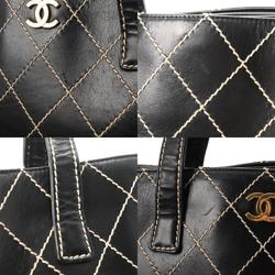 CHANEL Wild Stitch Black Women's Leather Tote Bag