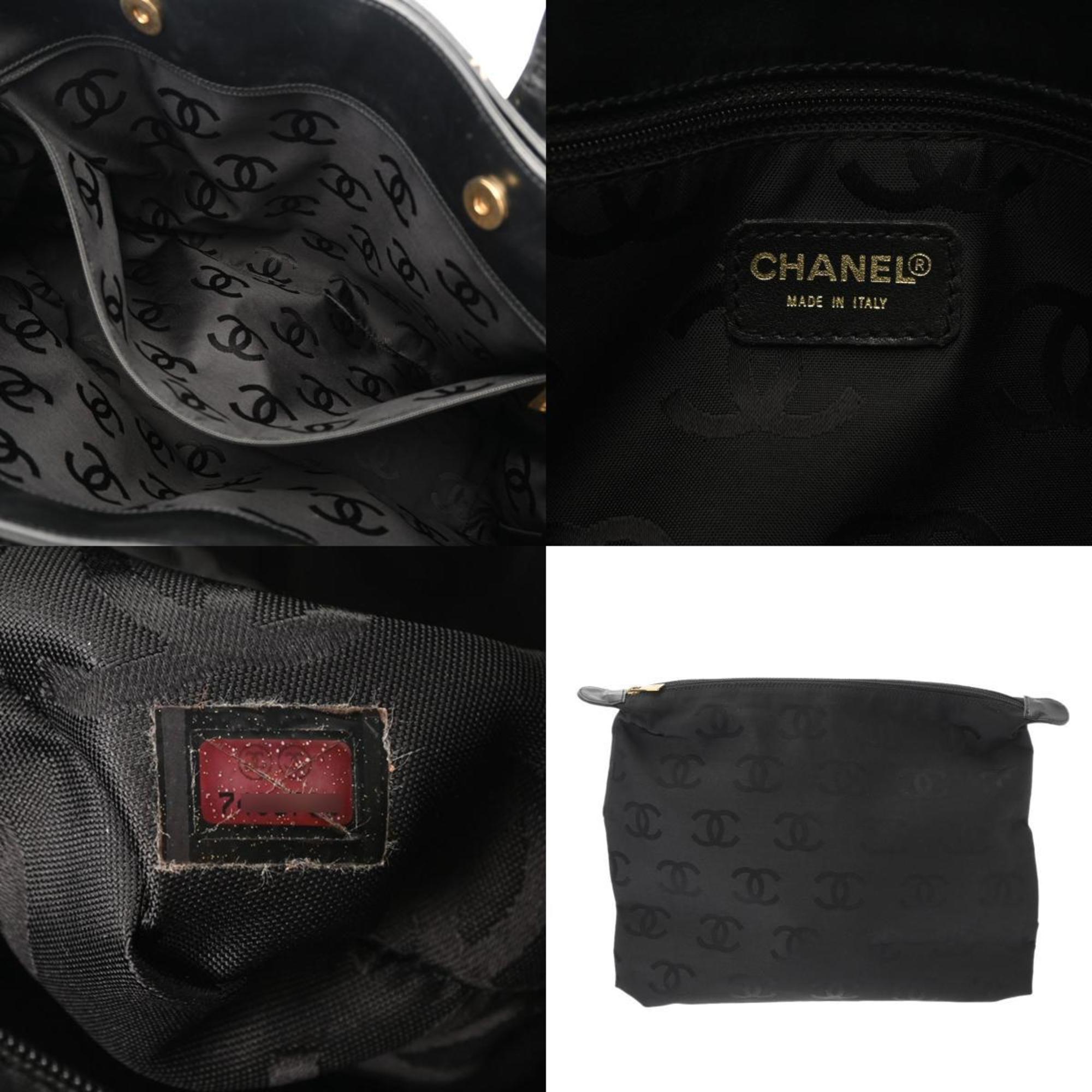 CHANEL Wild Stitch Black Women's Leather Tote Bag