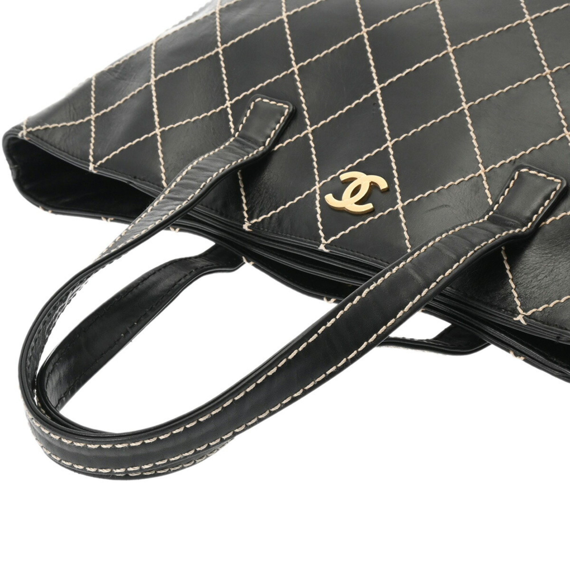 CHANEL Wild Stitch Black Women's Leather Tote Bag