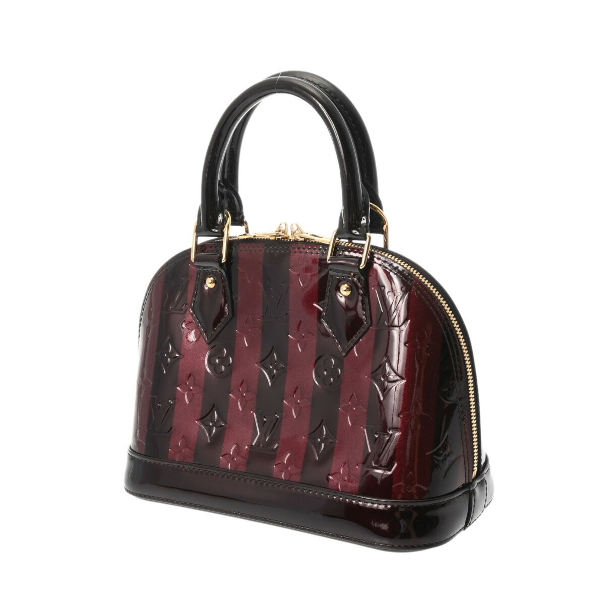 LOUIS VUITTON Vernis Rayure Alma BB Amarante M91700 Women's Monogram Handbag