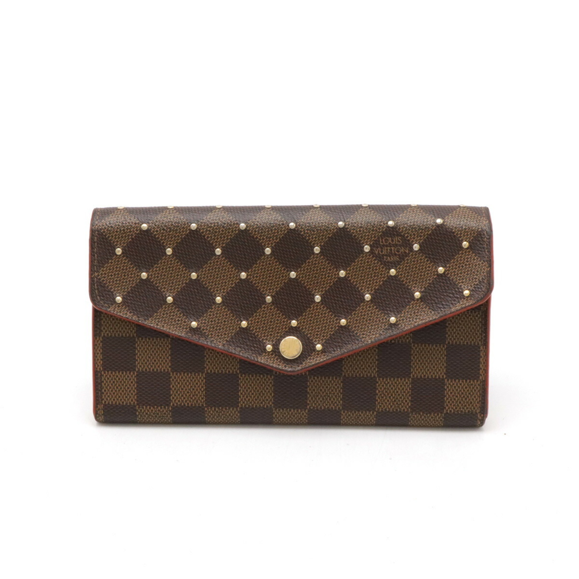 LOUIS VUITTON Louis Vuitton Damier Studs Portefeuille Sarah Bi-fold Long Wallet Cerise N60123